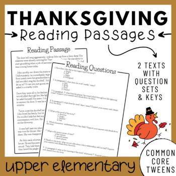 Preview of Thanksgiving Reading Comprehension Passages and Questions (Upper Elementary)