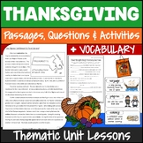 Thanksgiving Reading Comprehension Passages and Questions Activities