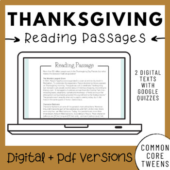 Preview of Thanksgiving Reading Comprehension Passages and Questions | Google Drive