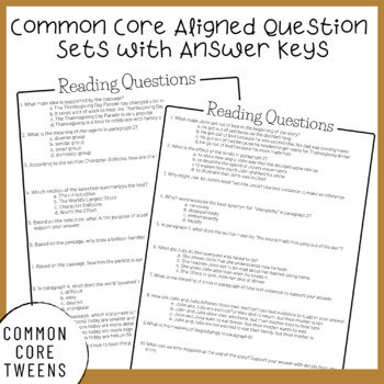 Thanksgiving Reading Comprehension Passages and Questions ...