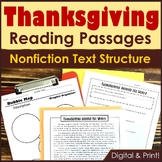 Thanksgiving Reading Comprehension Passages for Text Struc