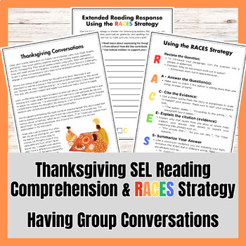 Preview of Thanksgiving Reading Comprehension & SEL Written Response Using RACES Strategy
