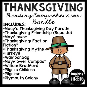 Preview of Thanksgiving Informational Text Reading Comprehension Worksheet Bundle November