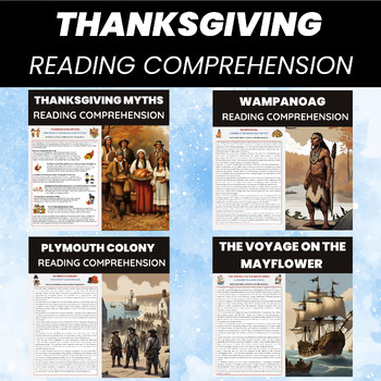 Preview of Thanksgiving Reading Comprehension Worksheets Bundle