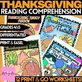 Thanksgiving Reading Comprehension Worksheets Bundle