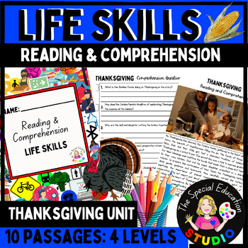 Preview of Thanksgiving Reading Comprehension differentiated tasks Special Education