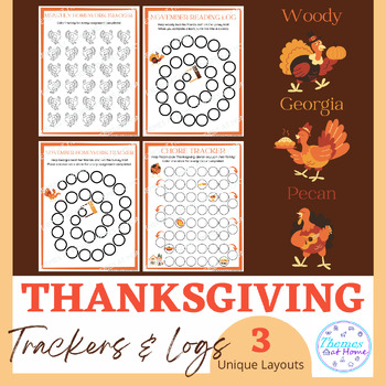 Preview of Thanksgiving Reading, Homework, and Chore Trackers & Logs