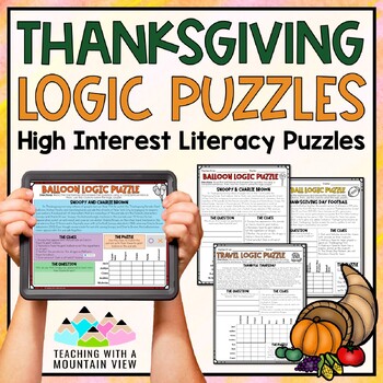 Preview of Thanksgiving Reading Logic Puzzles | Activities for Enrichment