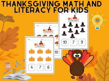 Preview of Thanksgiving Reading & Math Activities Printables-How Man-Thanksgiving Worksheet