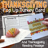 Thanksgiving Reading Passage and Pop Up Turkey Card Holiday Craft
