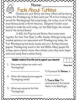 Thanksgiving Reading Passages (Common Core Aligned) by The First Grade ...