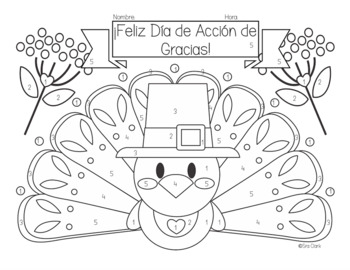 Thanksgiving Reading and Coloring Activity in Spanish by Sra Clark