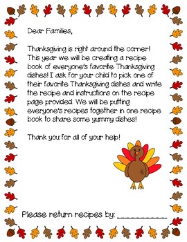 Thanksgiving Recipe Book by Inspired to Create | TpT