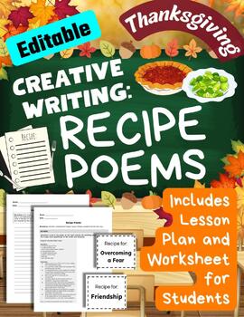 Preview of Thanksgiving Recipe Poems Middle School ELA Creative Writing Lesson Fun