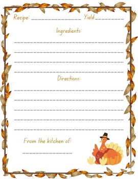 Preview of Thanksgiving Recipe Template