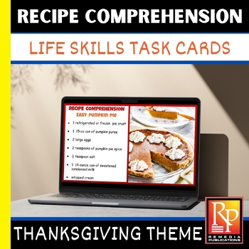Preview of Thanksgiving Break Activities - Reading Easy Recipes - Cooking Life Skills