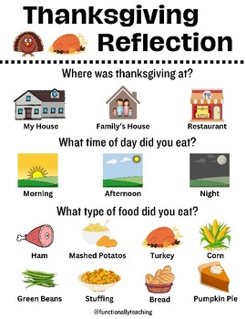 Preview of Thanksgiving Reflection (Life Skills) Symbol Supported