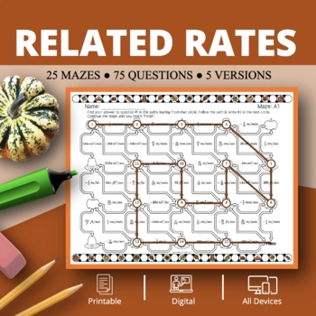 Preview of Thanksgiving: Related Rates Maze Activity