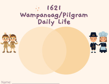 Preview of Early America Resource: Wampanoag/Pilgrim Daily Life Venn Diagram