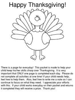 Preview of Thanksgiving Review Packet - Second Grade