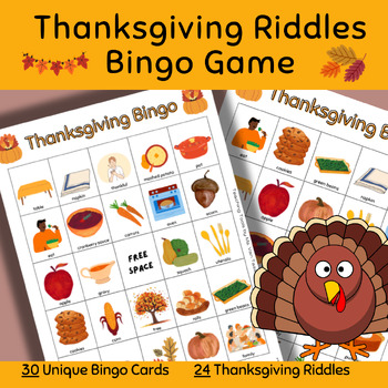 Preview of Thanksgiving Riddles Bingo: Speech Language Therapy, Making Inferences, Reading