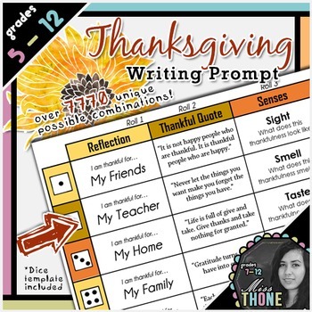 Preview of Thanksgiving Writing Prompt Personal Reflection