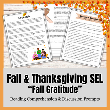 Preview of Thanksgiving SEL Reading Comprehension & Discussion Activity - Gratitude