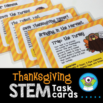 Preview of Thanksgiving STEM Activities Task Cards + SeeSaw