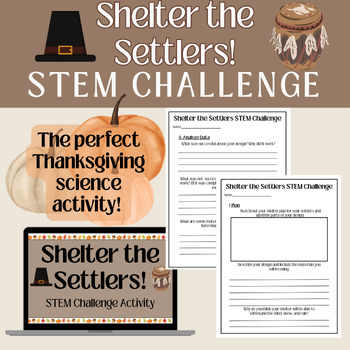 Preview of Thanksgiving STEM Challenge Activity- with Slides - Shelter the Settlers