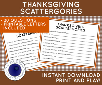 Thanksgiving Scattergories Games