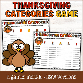 Thanksgiving Scattergories Games