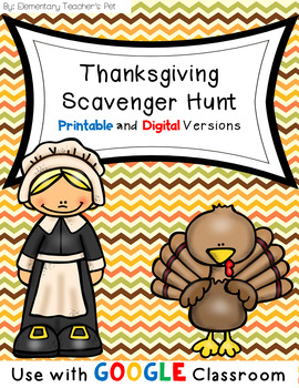 Preview of Thanksgiving Scavenger Hunt- Distance Learning- Google Classroom