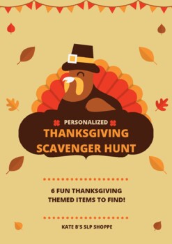 Thanksgiving Scavenger Hunt by Kate B's SLP Shoppe | TPT