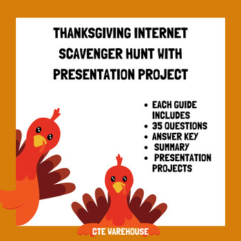 Preview of Thanksgiving Scavenger Hunt & Presentation Project | Grades 4-8 +