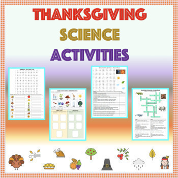 Preview of Thanksgiving Science Activity Bundle - Worksheets & Puzzles (No Prep Printables)