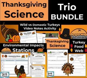 Preview of Thanksgiving Science BUNDLE Middle School - Turkey Food Web Adaptations Stations