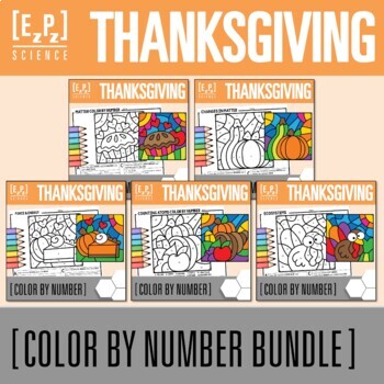 Preview of Thanksgiving Science Color by Number Activity Bundle