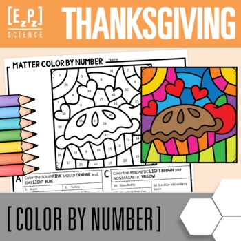 Thanksgiving Science Color by Number | Properties of Matter Coloring