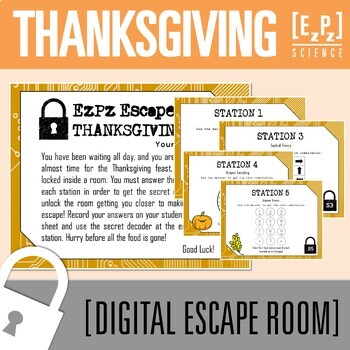 Preview of Thanksgiving Science Escape Room | Fall Digital Breakout Review Game