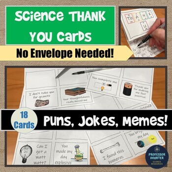 Preview of Science Thank You Cards 18 Puns Jokes and Memes for Gratitude