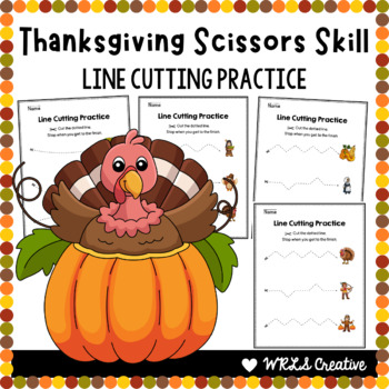 Thanksgiving Themed Cutting Practice Pages for Scissor Skills