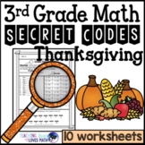 Thanksgiving Secret Code Math Worksheets 3rd Grade Common Core