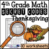 Thanksgiving Secret Code Math Worksheets 4th Grade Common Core