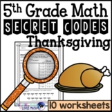 Thanksgiving Secret Code Math Worksheets 5th Grade Common Core