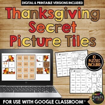 Preview of Thanksgiving Secret Picture Tiles Activity Distance Learning Google Classroom™