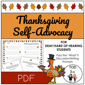 Preview of Thanksgiving Self-Advocacy Prompts for Deaf/Hard of Hearing Students | Deaf Ed