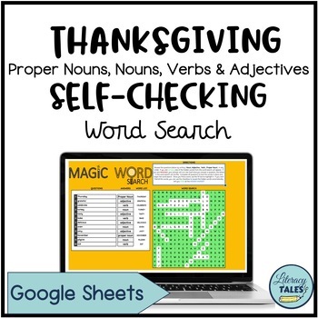 Preview of Thanksgiving Self-Checking Word Search Parts of Speech