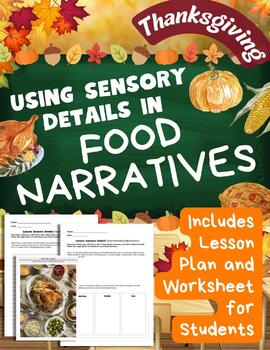 Preview of Thanksgiving Sensory Details Food Story Narrative Lesson Middle School ELA