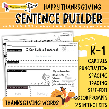 Preview of Thanksgiving Sentence Building Kit | Writing Center | Unscramble Sentences