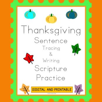 Preview of Thanksgiving Sentence Tracing and Writing Scripture Practice